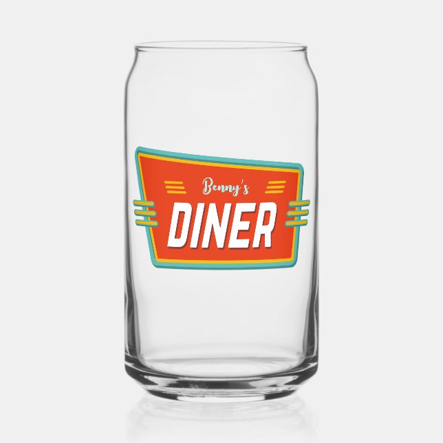 Retro Diner Sign Custom  Can Glass (Front)