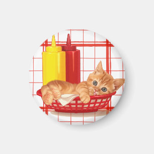 Retro Diner Style Kitten Magnet