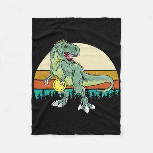 Retro Dino Dinosaur Golfer Gift T Rex Disc Golf  Fleece Blanket