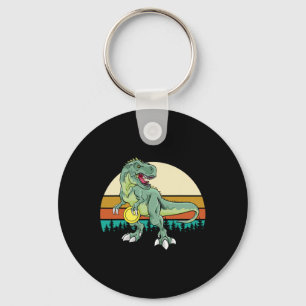 Retro Dino Dinosaur Golfer Gift T Rex Disc Golf  Keychain