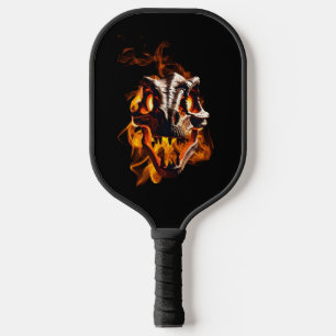 Retro Dinosaur Dead Burning Skull in Fire Pickleball Paddle