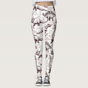 Retro Dinosaur Print Leggings