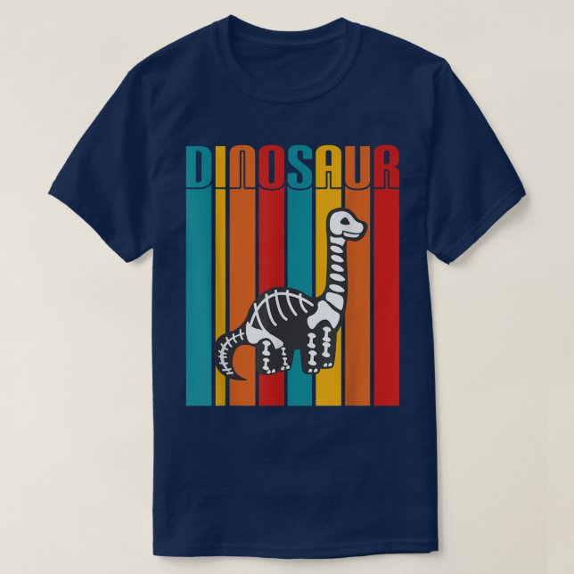Retro Dinosaur Skeleton Paleontology Brontosaurus  T-Shirt (Design Front)
