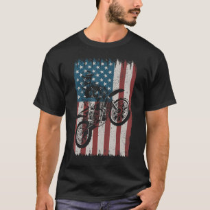 Retro Dirt Bike American Flag Motocross Biker 4th  T-Shirt