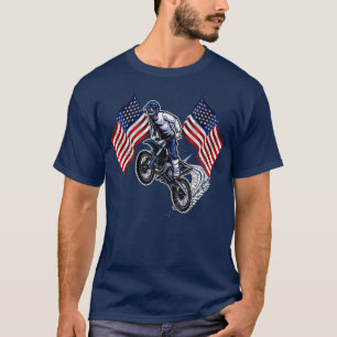 Retro Dirt Bike Motocross 4th Of July American T-Shirt