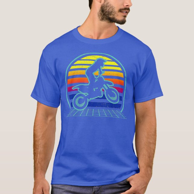 Retro Dirtbiking Vaporwave Dirt Biker 70s Biking T-Shirt (Front)