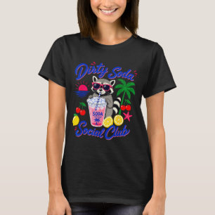Retro dirty soda social club raccoon summer T-Shirt