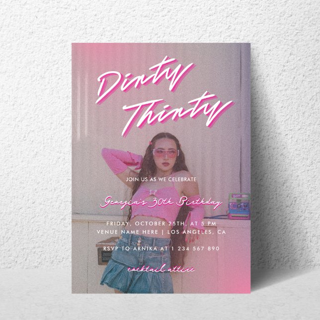 Retro Dirty Thirty Photo 30th Birthday Party Invitation (Creator Uploaded)