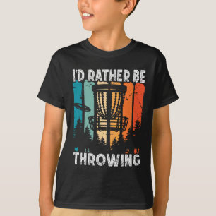 Retro Disc Golf Frolf Flying I'd Rather Be Disc Go T-Shirt