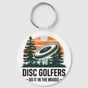 Retro Disc Golf Nature Scene For Players Keychain