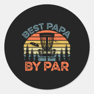 Retro Disc Golf Papa Shirt Best Papa By Par  Classic Round Sticker