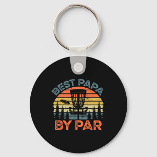 Retro Disc Golf Papa Shirt Best Papa By Par Keychain