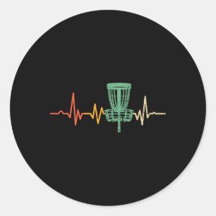 Retro Disc Golf Shirt, Vintage Heartbeat Disc Golf Classic Round Sticker
