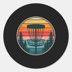 Retro Disc Golf Sket Classic Round Sticker