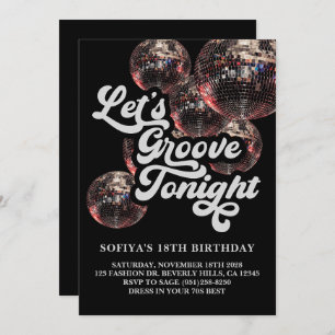 Retro Disco Ball 70s Groovy Party Invitation