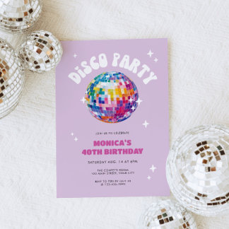 Retro Disco Ball Birthday Invitation