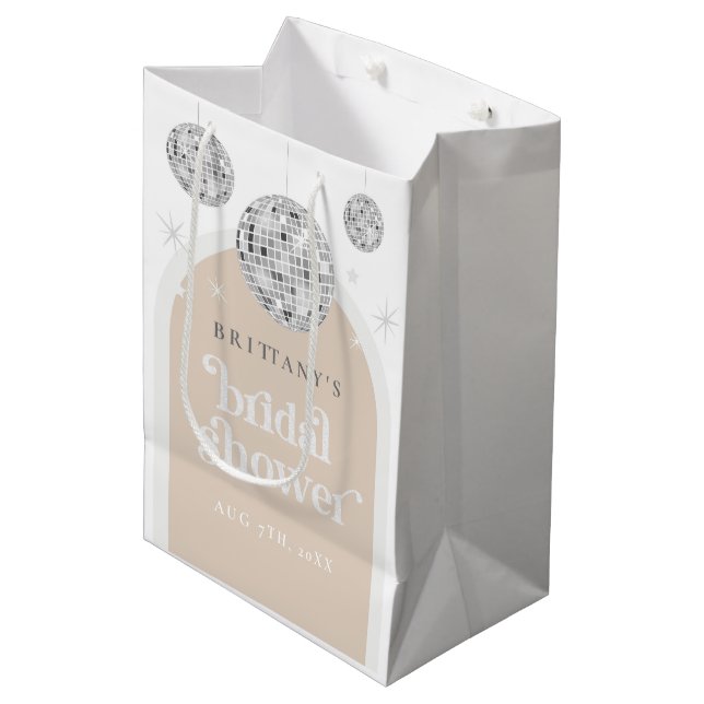 Retro Disco Ball Bridal Shower Gift Bag (Front Angled)