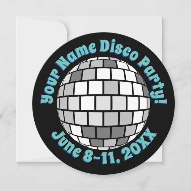 Retro Disco Ball PERSONALIZED Invitation (Front)