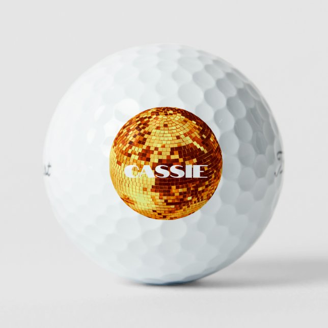 Retro disco ball sparkle glitter gold birthday (Front)
