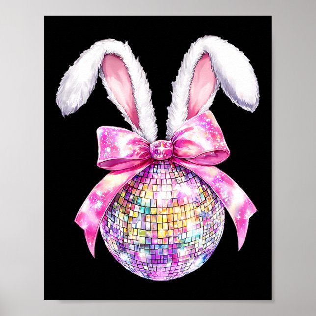Retro Disco Byll Bunny Coquette Bow Easter Day Gir Poster (Front)