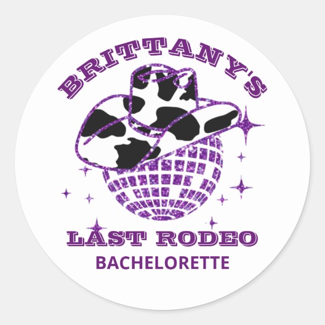 Retro Disco Cowgirl Bachelorette Party Classic Round Sticker (Front)