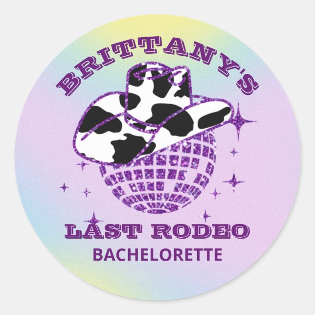 Retro Disco Cowgirl Bachelorette Party Classic Round Sticker (Front)