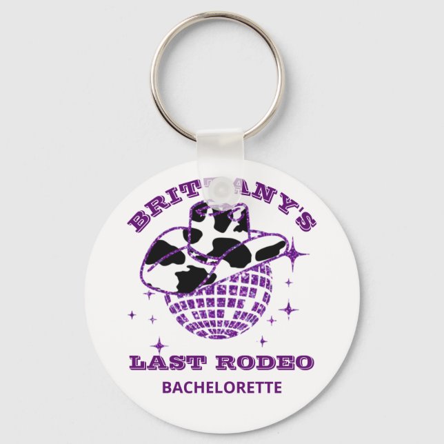 Retro Disco Cowgirl Bachelorette Party Keychain (Front)