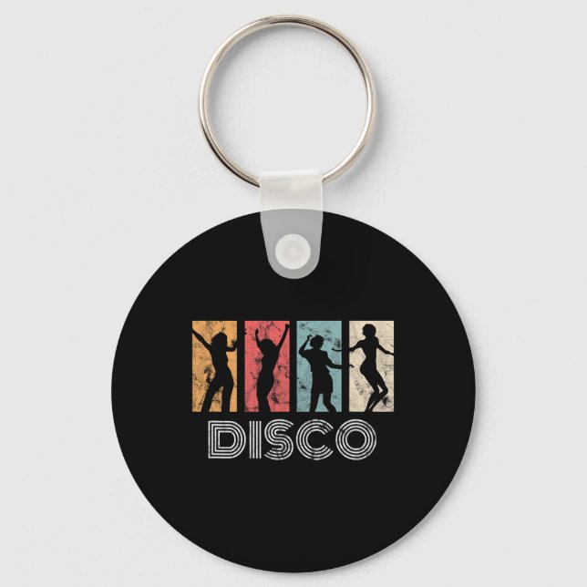 Retro Disco Dance 70s 80s Party Dance Dancer  Keychain (Front)