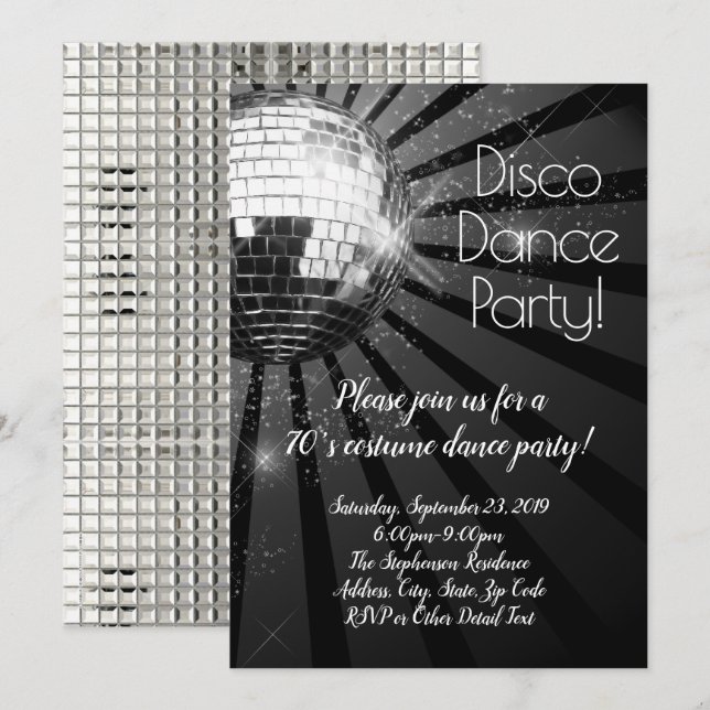 Retro Disco Dance 70s Costume Halloween Party Invitation (Front/Back)
