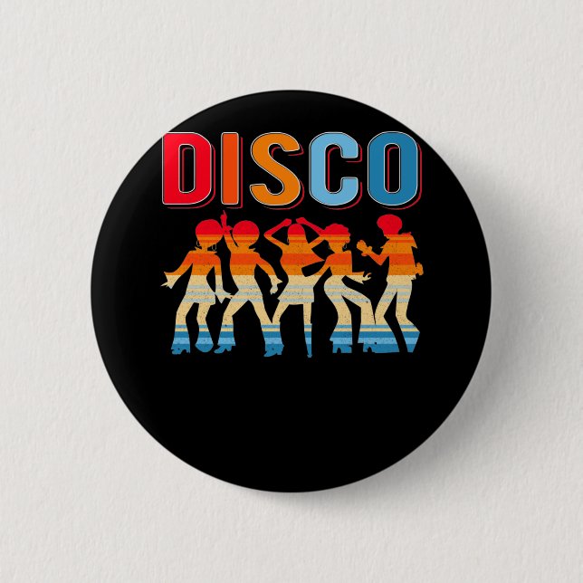 Retro Disco Dancing Girls 70s 80s African Dancer 2 Inch Round Button (Front)