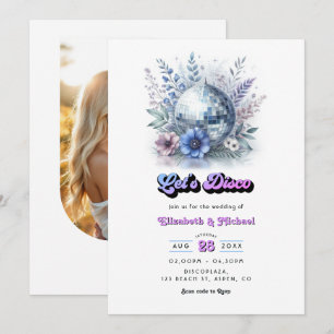 Retro Disco Garden Wedding RSVP QR Code Invitation