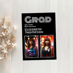 Retro Disco Graduation Party Photo Invitation
