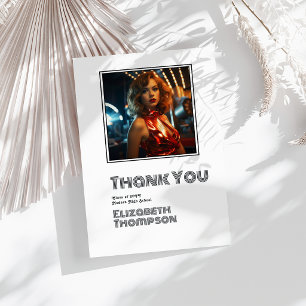 Retro Disco Graduation Photo Thank You Card
