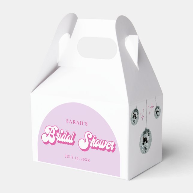 Retro Disco Groove Photo Bridal Shower Favor Box (Front Side)