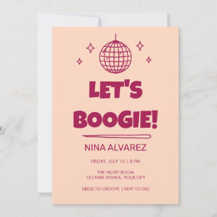 Retro Disco Lets Boogie Birthday Party Invitation