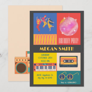 Retro Disco music party birthday Invitation
