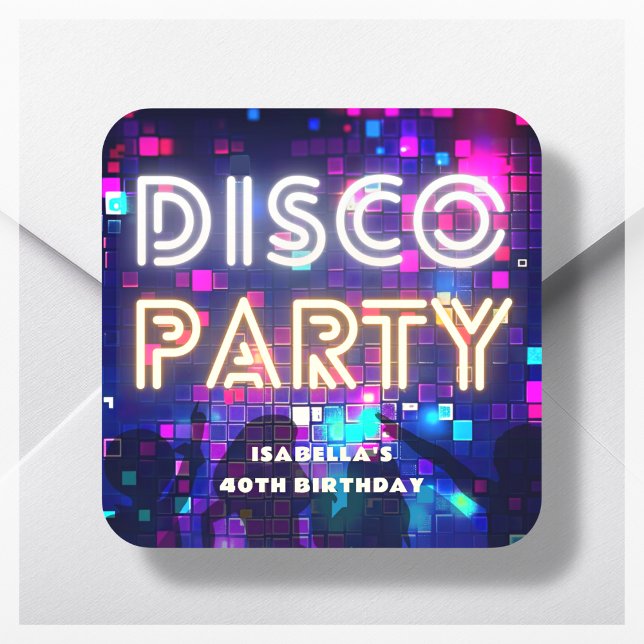 Retro Disco Party Birthday  Square Sticker (Creator Uploaded)