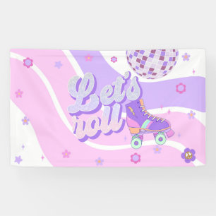 Retro Disco Roller Skate 1st Birthday Banner