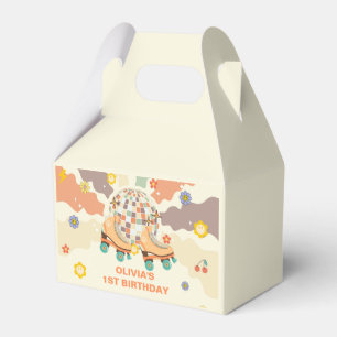 Retro Disco Roller Skate 1st Birthday Favor Box