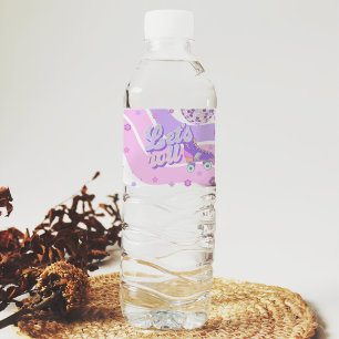 Retro Disco Roller Skate 1st Birthday Water Bottle Label
