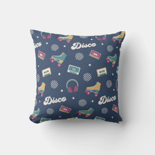 Retro Disco Roller Skates Pattern Throw Pillow