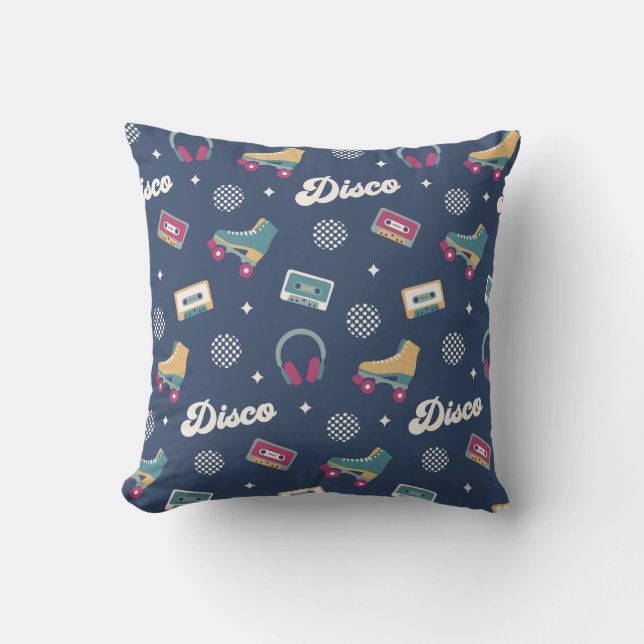 Retro Disco Roller Skates Pattern Throw Pillow (Front)