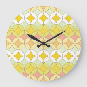 Retro Disco Style Seamless Pattern Large Clock