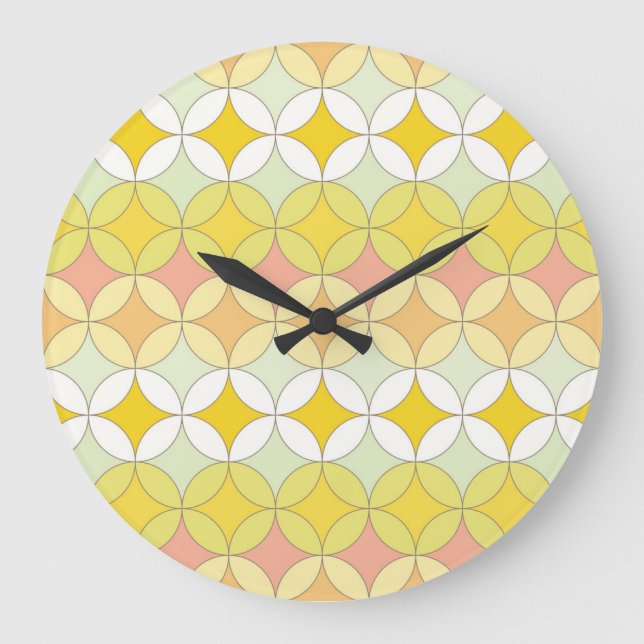 Retro Disco Style Seamless Pattern Large Clock (Front)