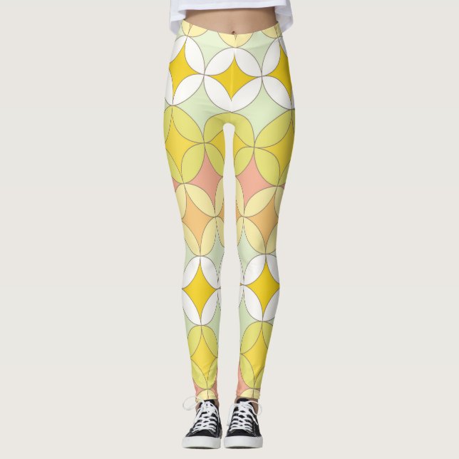 Retro Disco Style Seamless Pattern Leggings (Front)