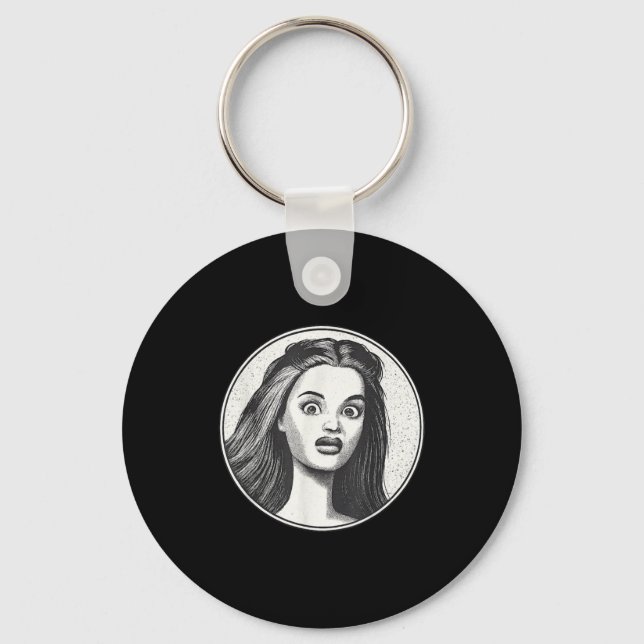 Retro Disgusted Doll Face  Keychain (Front)