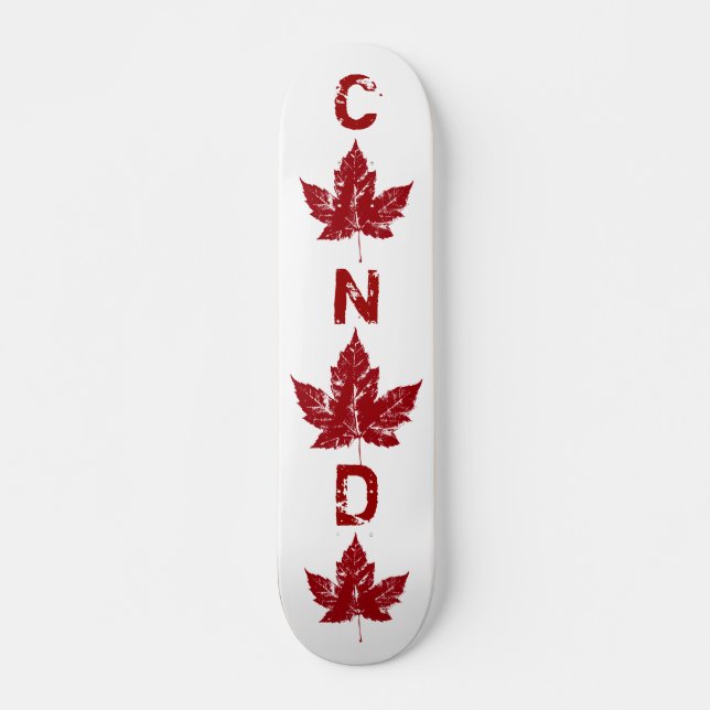 Retro Distressed Canada Maple Leaf Skateboard (Front)