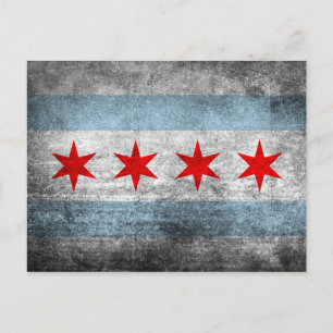 Retro Distressed Flag of Chicago Postcard