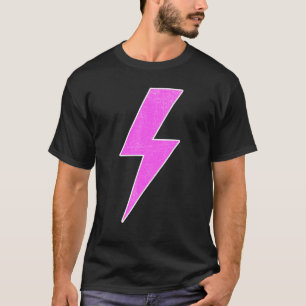Retro Distressed Front & Back PINK & WHITE Lightni T-Shirt