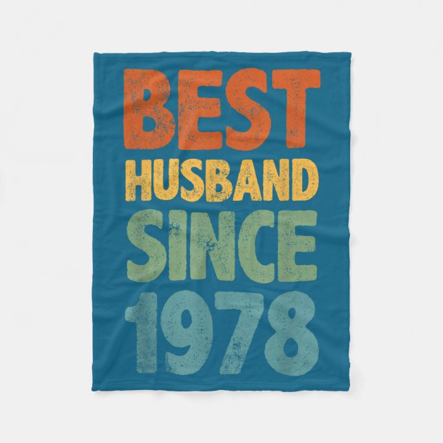Retro Distressed Husband Since 1978 Artwork Fleece Blanket (Front)